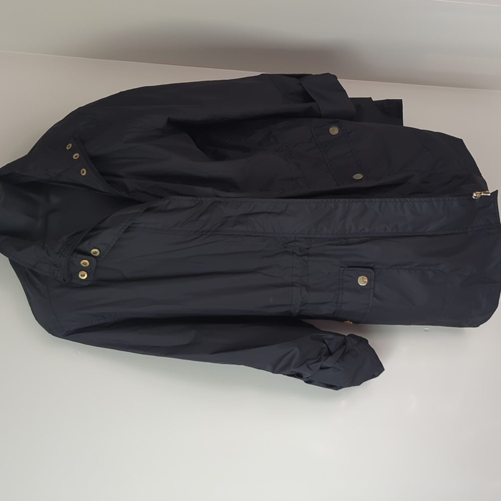 Laura Scott windbreaker jacket Anorak Large Black meteorite Macys